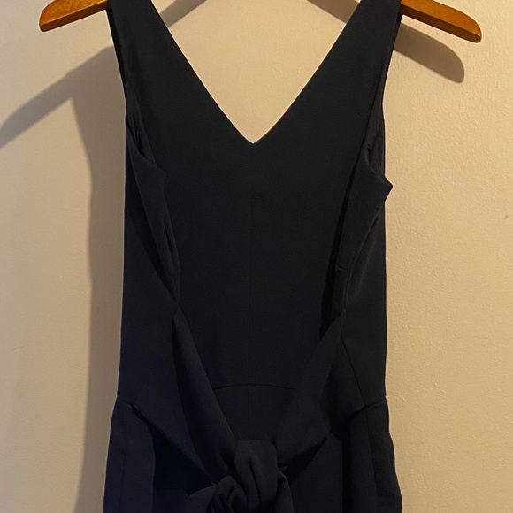 Navy Blue Tie-Waist V-Neck Cropped Jumpsuit - Ann Taylor - Picture 1 of 1